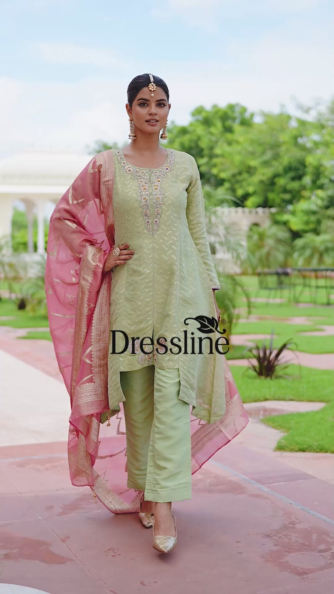 Mint Green Jacquard Suit set