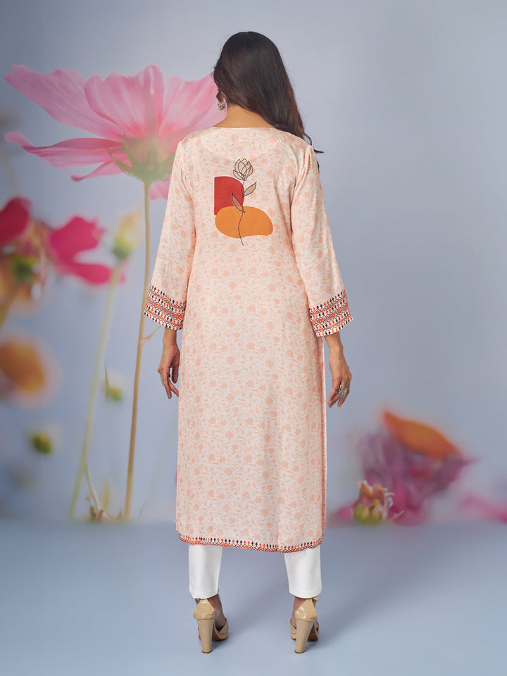 Peach Floral Printed Tunic