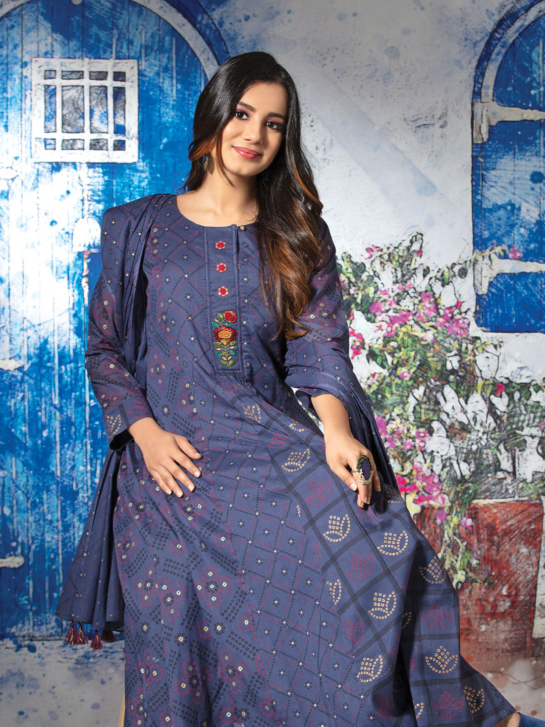Bandhani Printed Anarkali Kurta Set I Dressline – Dressline Fashion