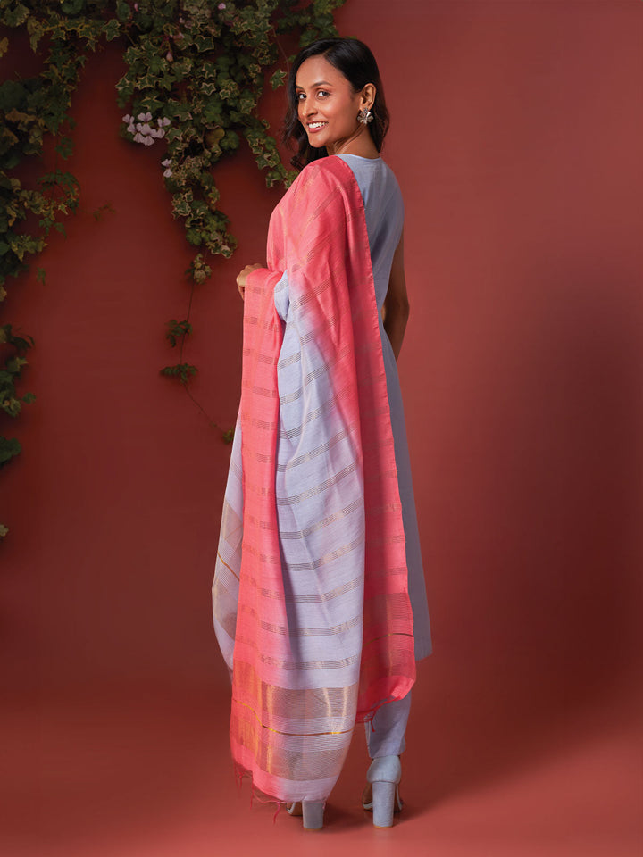 Blue Chanderi Embroidered Kurta Set with Dupatta