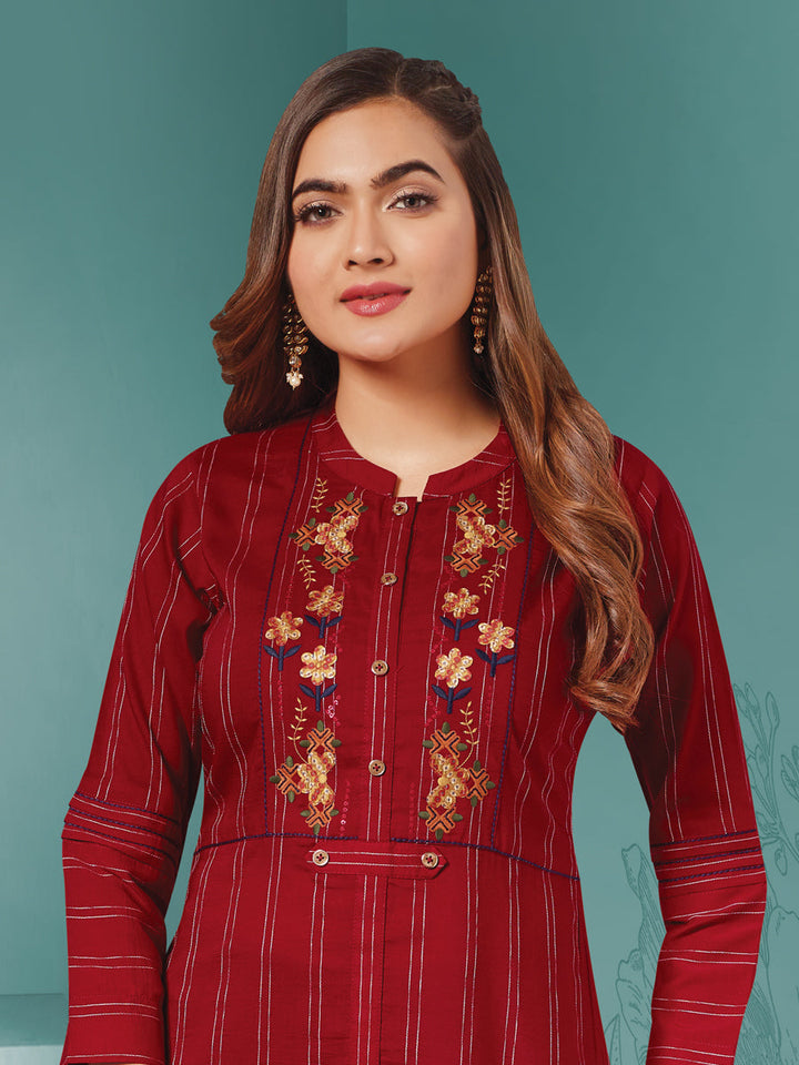 Red Embroidered Tunic