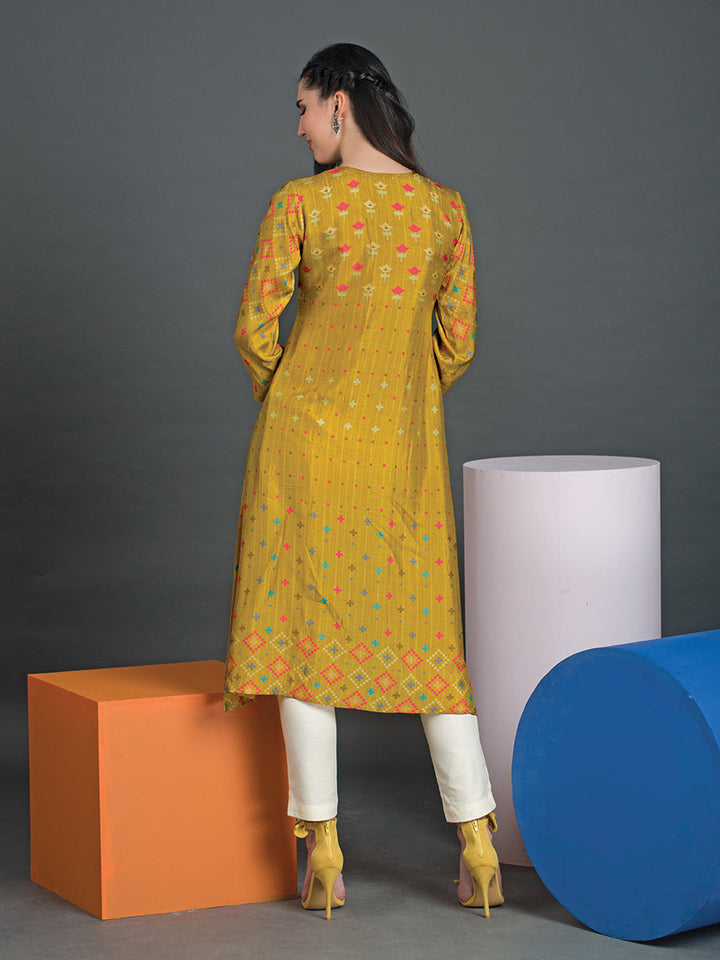 Yellow Printed Tunic - Dressline Fashion