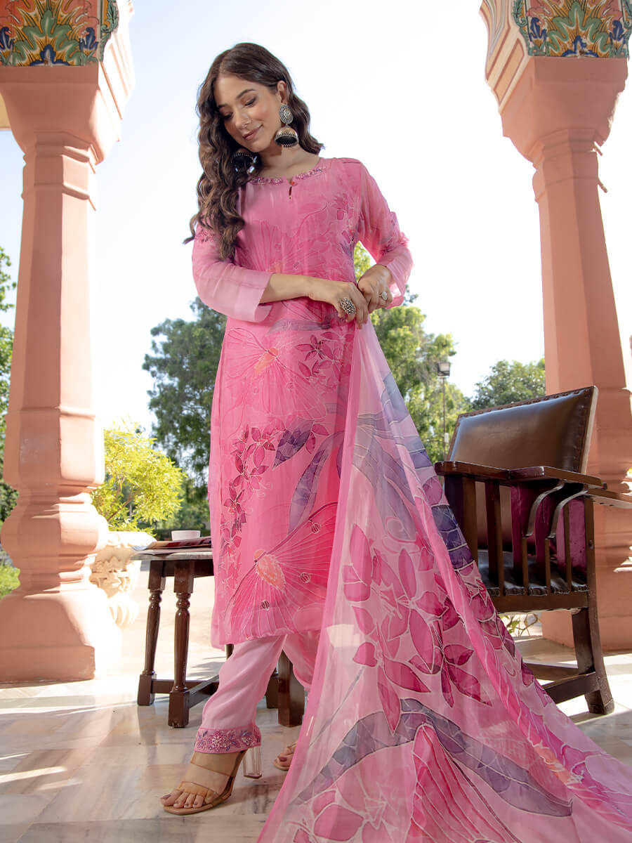 Women wearing pink bandhani kurta