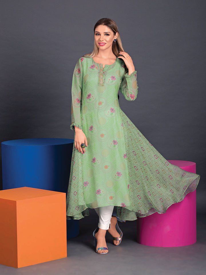 Green Organza Tunic - Dressline Fashion
