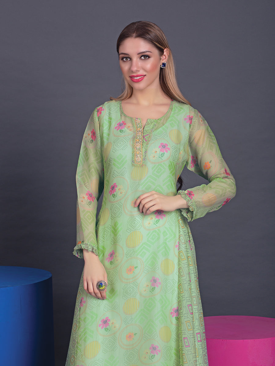 Green Organza Tunic - Dressline Fashion
