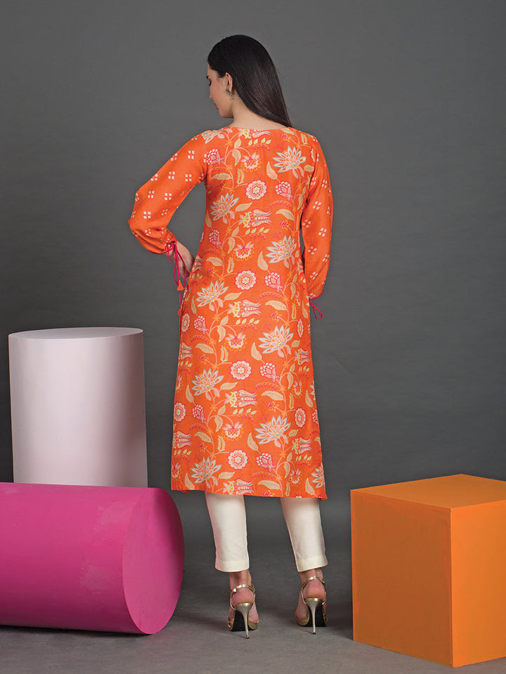 Orange Printed Tunic - Dressline Fashion