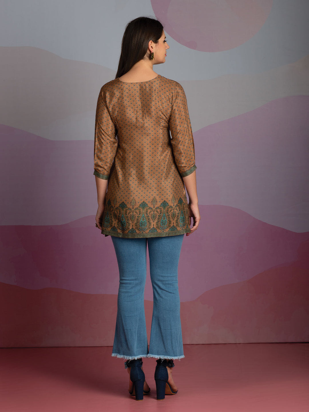 Brown Print Top