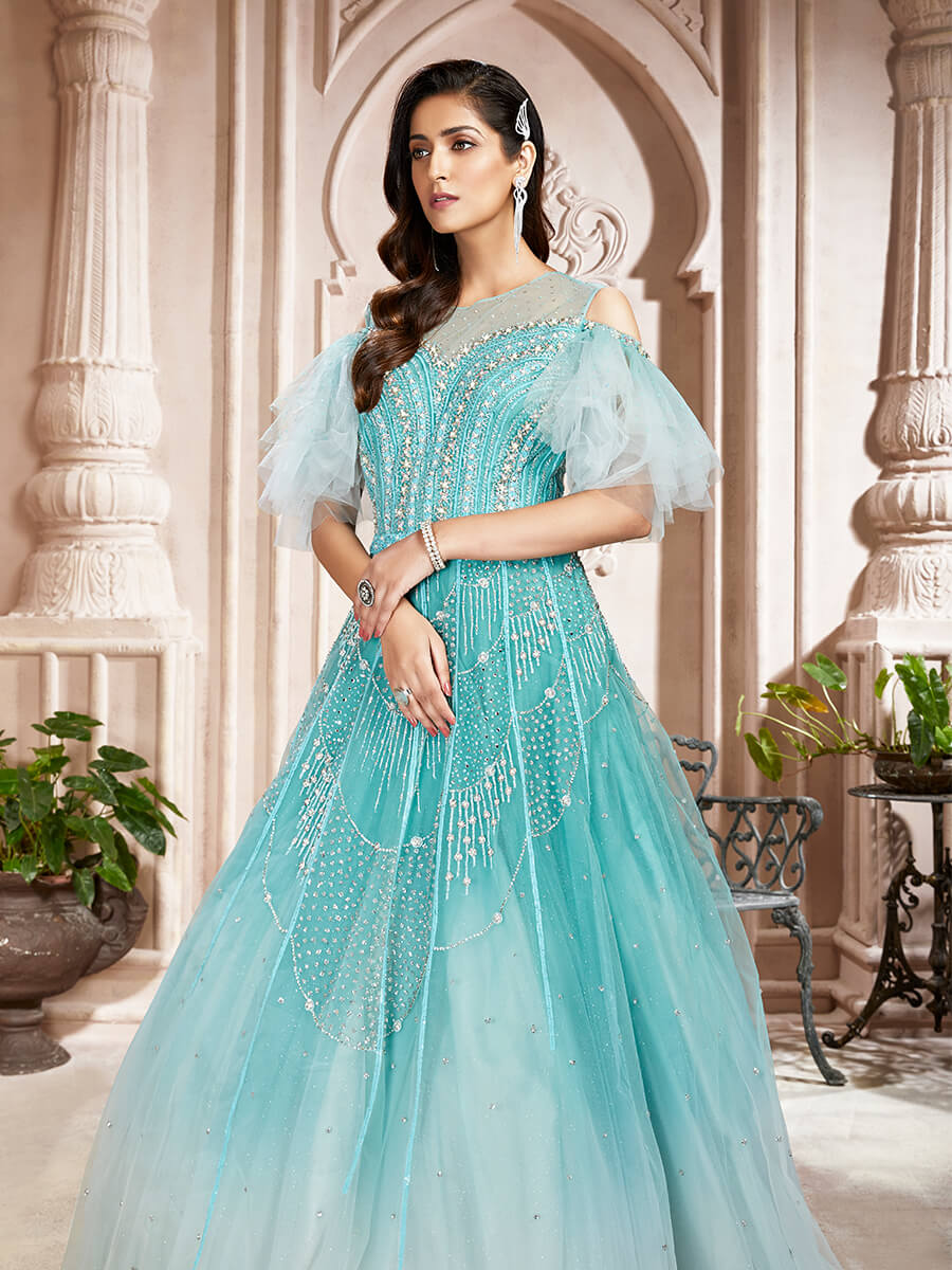 Sea Blue Wedding Gown