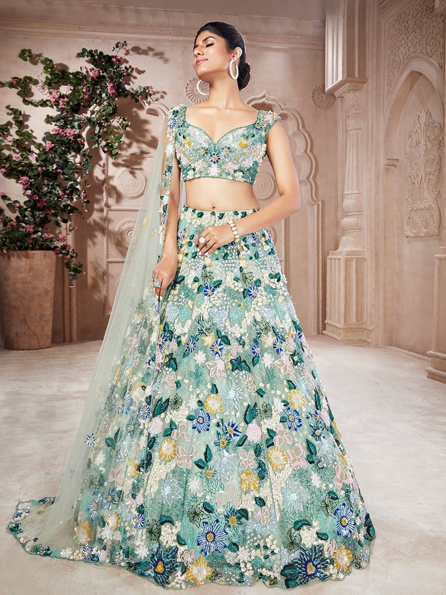 Floral Green Lehenga Choli online shopping