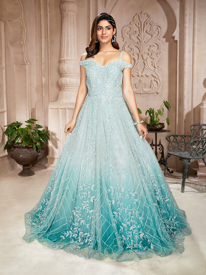 Sea Blue Bridal Gown
