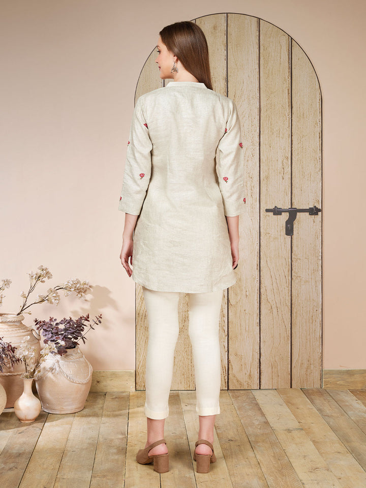 Linen Top with Embroidery